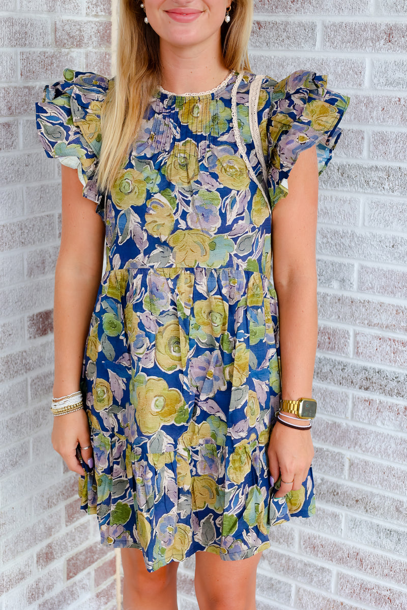 Too Good To Me Floral Print Pictuck Mini Dress Southern Charm Clothing