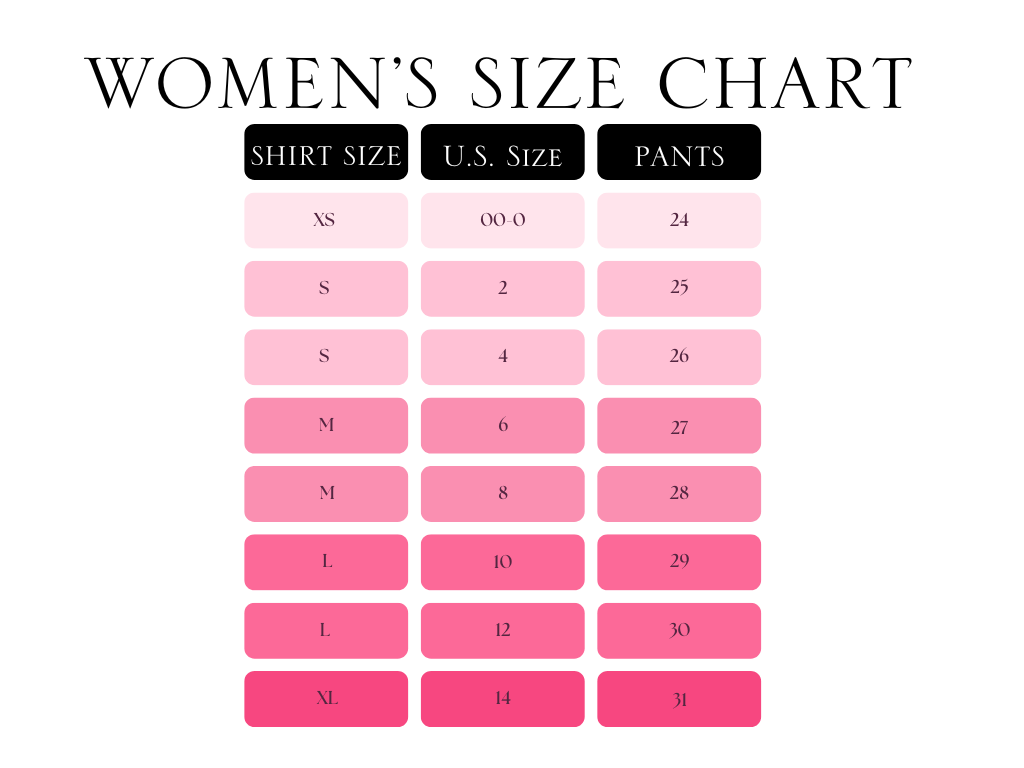 SIZE CHART – Southern Charm Clothing