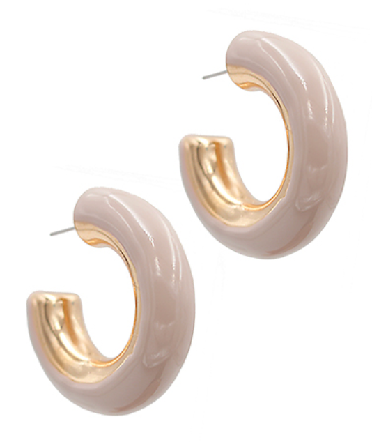 Chunky Color Enamel Hoops - Light Taupe – Southern Charm Clothing